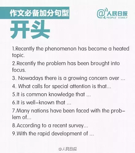 必备的加分句型-开头部分