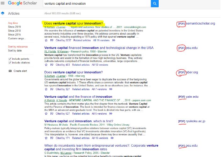Google scholar搜索结果展示